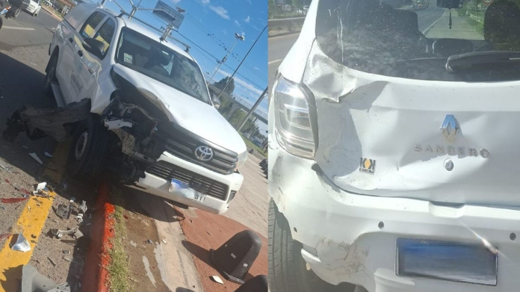 Fuerte choque en ruta 7: una camioneta impactó a un auto que esperaba el semáforo